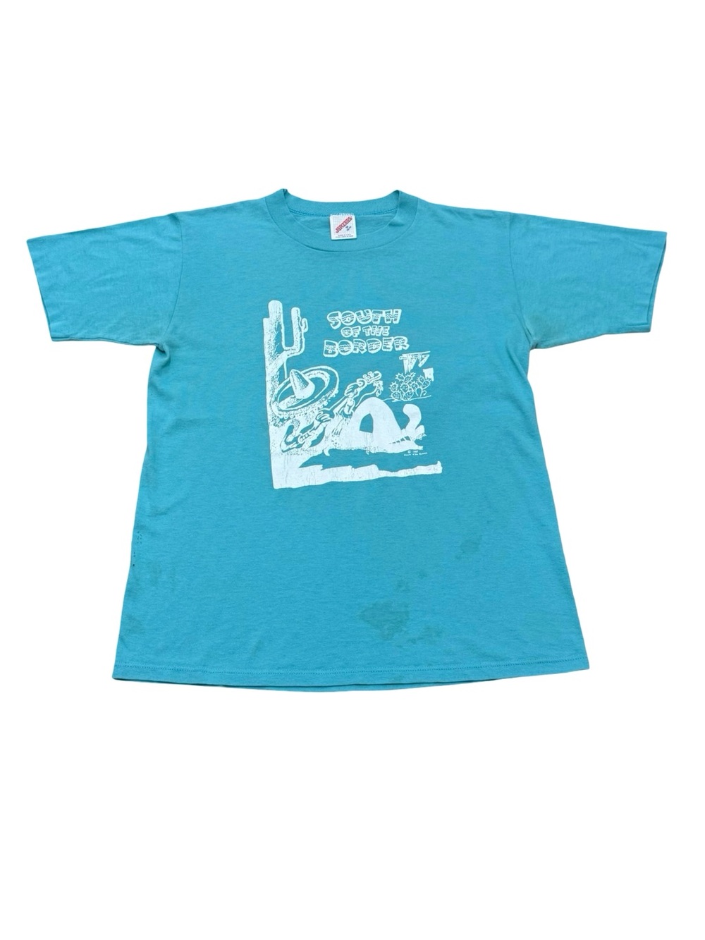 Vintage 1990s South of the Border Tourist T Shirt Made in USA Aqua